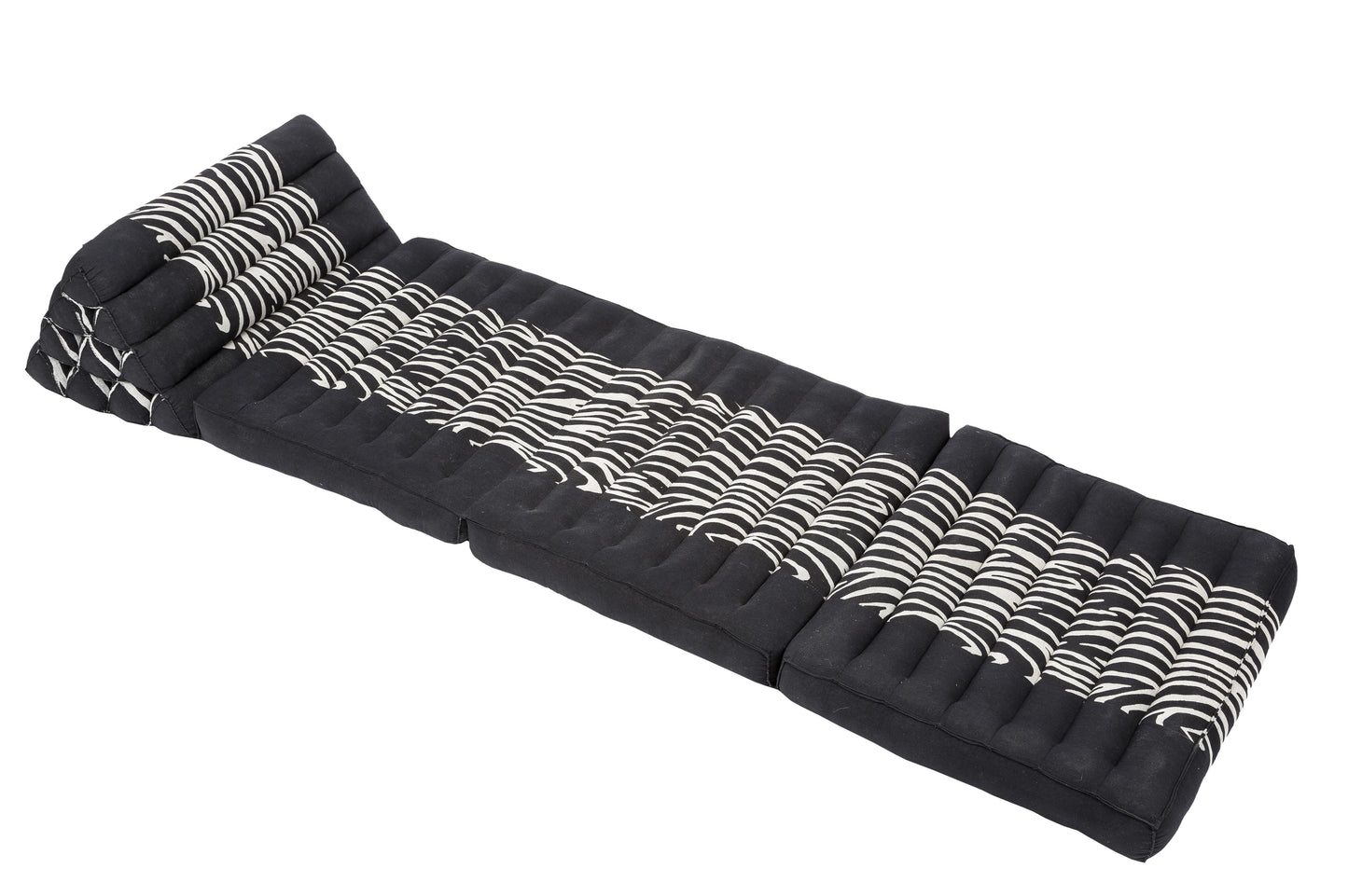 Design Thaimatte mit Dreieckskissen 170x50 cm (schwarz-weiß)