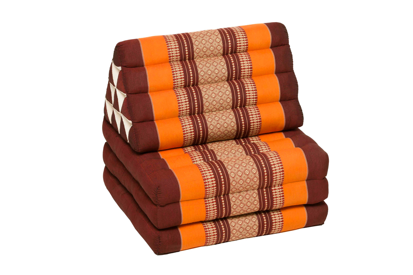 Klassische Thaimatte mit Dreieckskissen 170x50 cm (braun & orange)