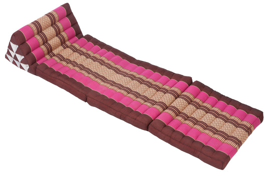 Klassische Thaimatte mit Dreieckskissen 170x50 cm (burgunder & pink)