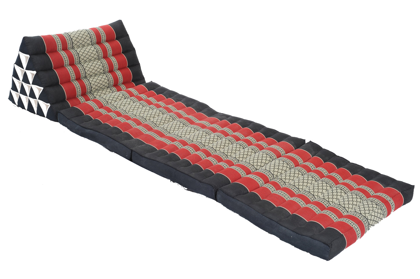 Thaikissen XL 175 x 55 mit extragroßem Dreieck (schwarz & rot)
