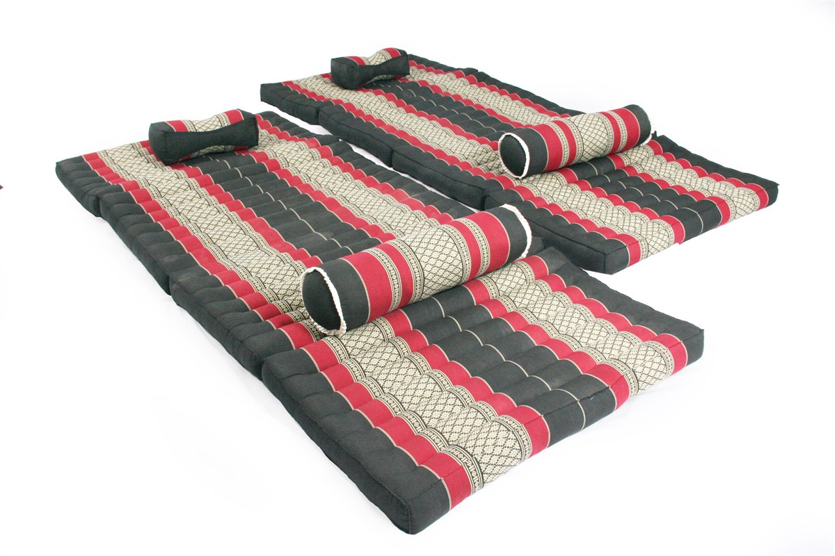 Massage- und Chillset: 2x Matte 200x80 + 2x Nackenkissen + 2x Rollen