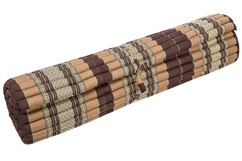 Kapok Rollmatte XXL 200 × 150–160 cm – Rollbare Thai Bodenmatratze in Erdtönen