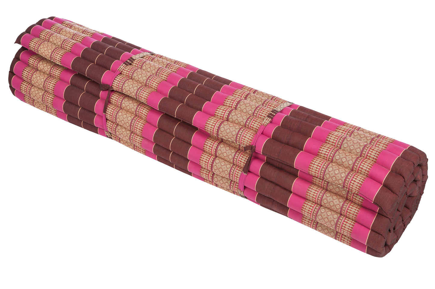 Rollbare Thaimatte aus Kapok XXL 200 × 150–160 cm – Bodenmatratze (Burgunder & Pink)