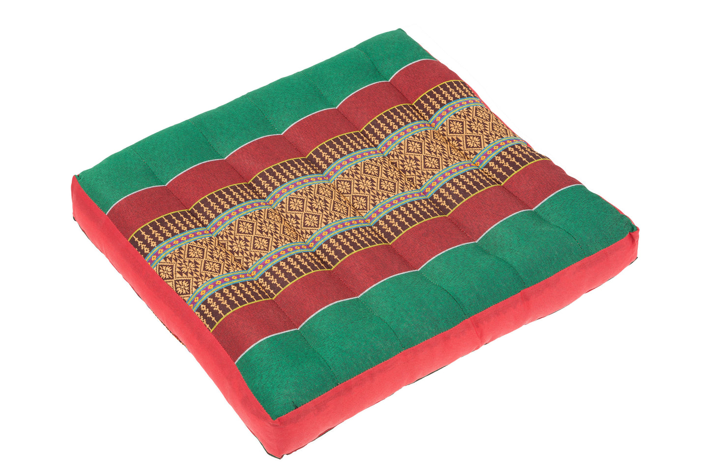 Thai-Sitzkissen 37x35x4 cm (grün-bunt)
