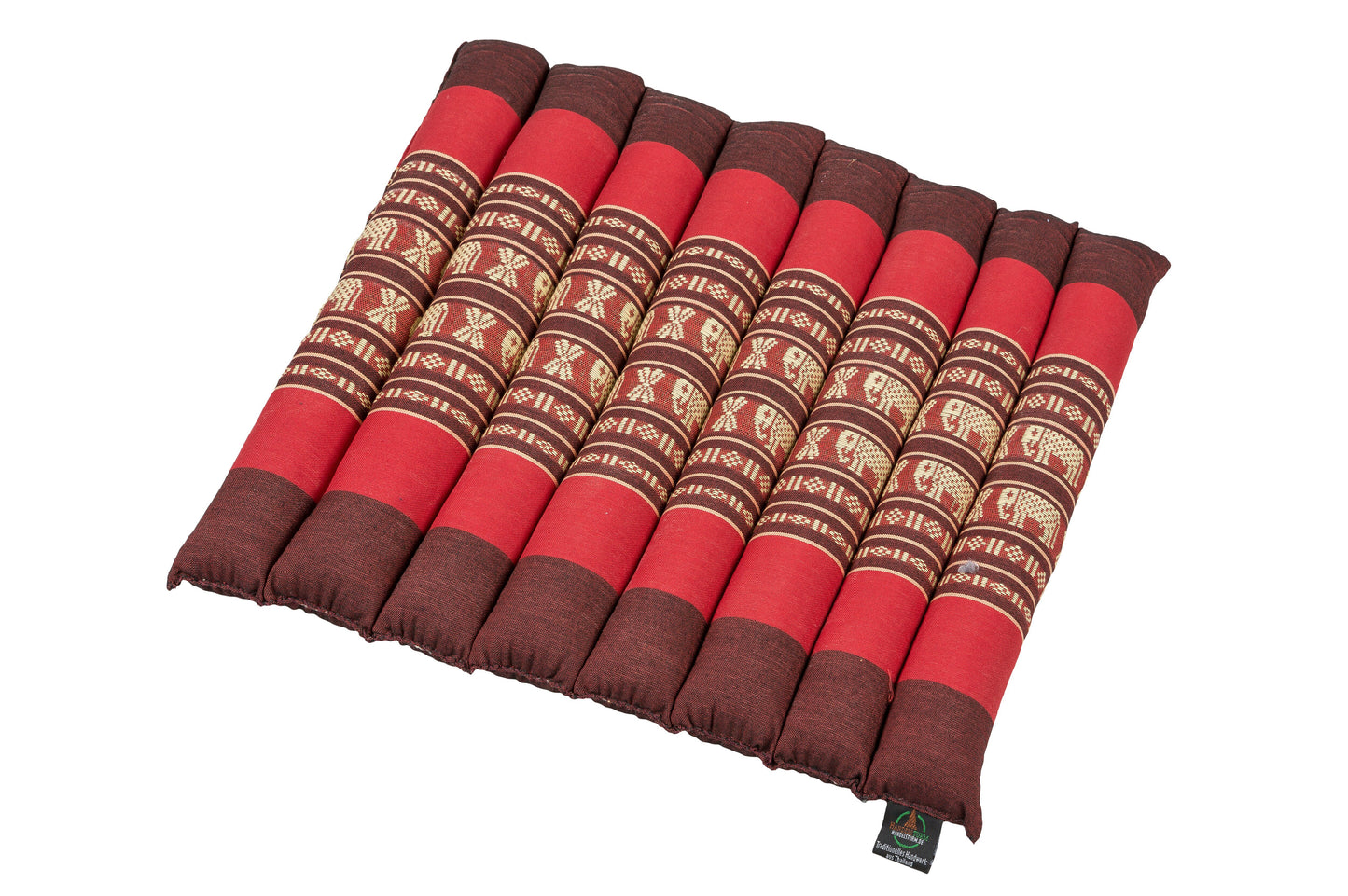 Thai-Sitzkissen rollbar 40x38x4 cm (Elefanten rot)