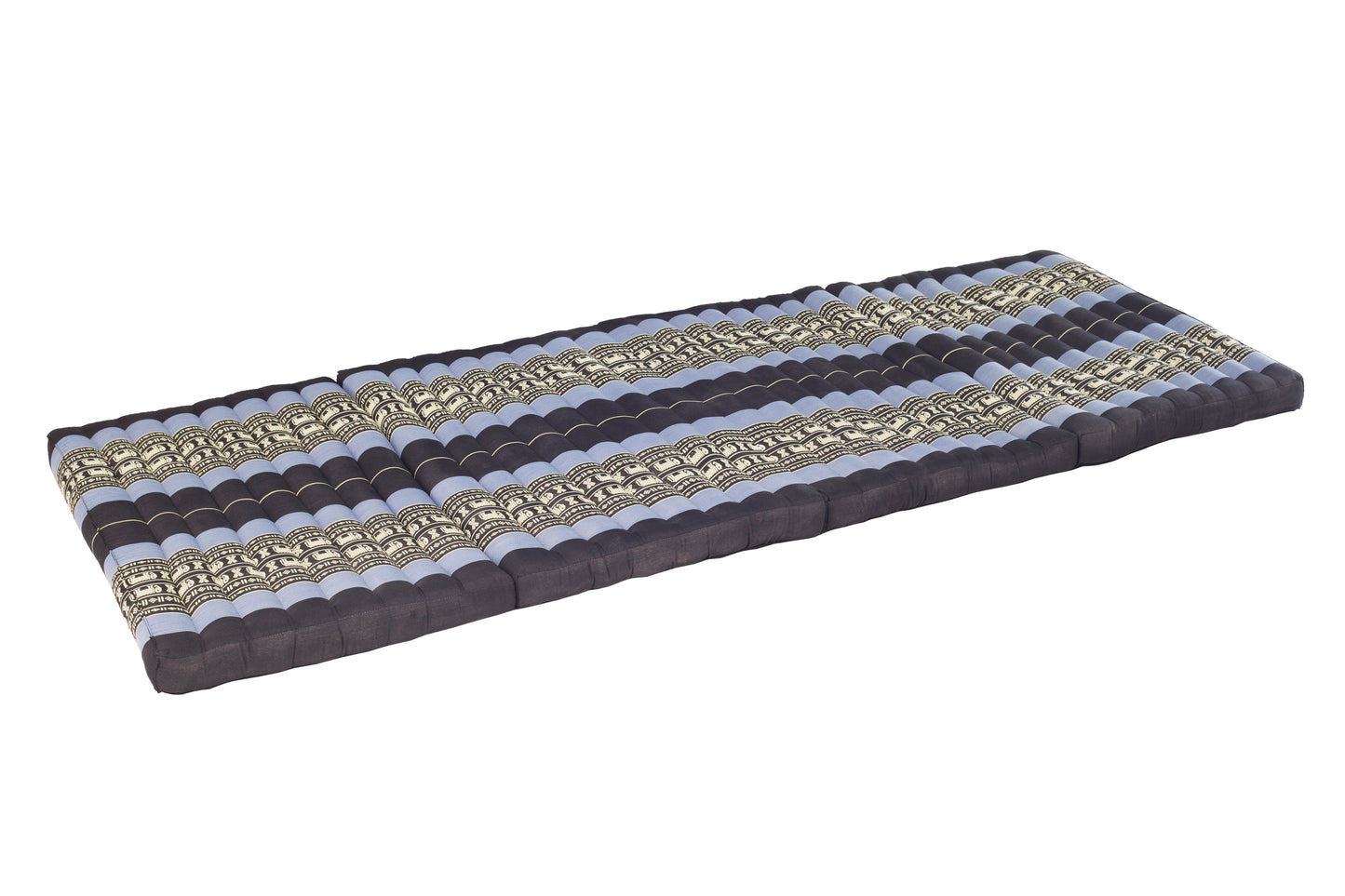 große 4-fach faltbare Kapokmatte 200x80 cm (Elefanten blau)