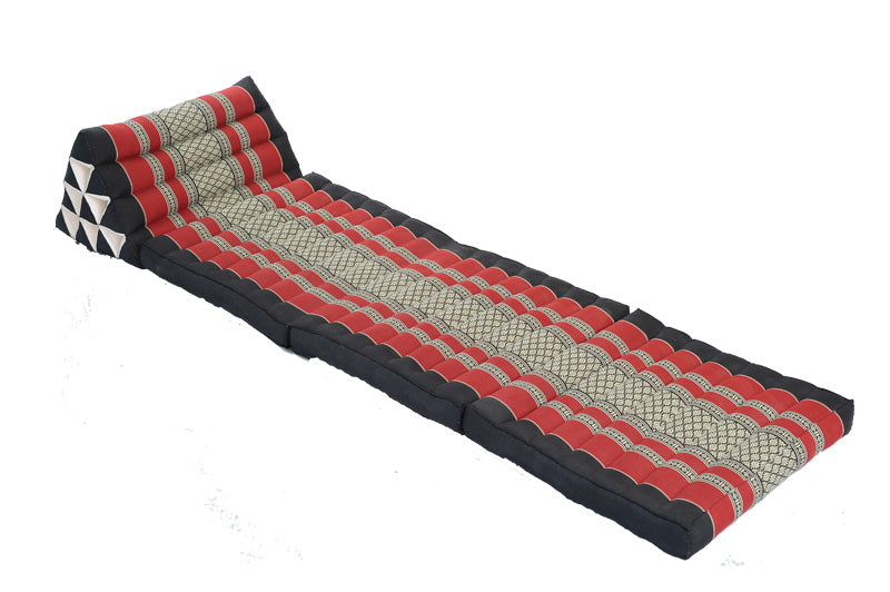 Klassische Thaimatte mit Dreieckskissen 170x50 cm (schwarz & rot)