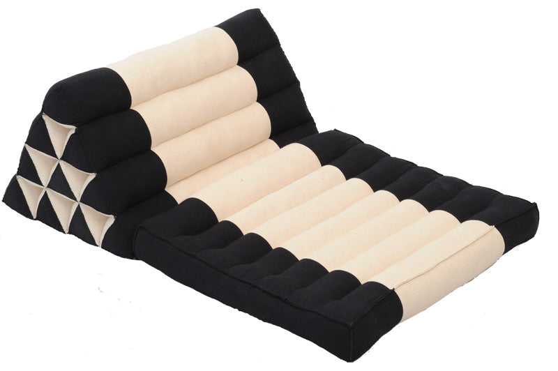 1-fold-Thaikissen Baumwolle-Leinen 80x50 cm (schwarz-natur)