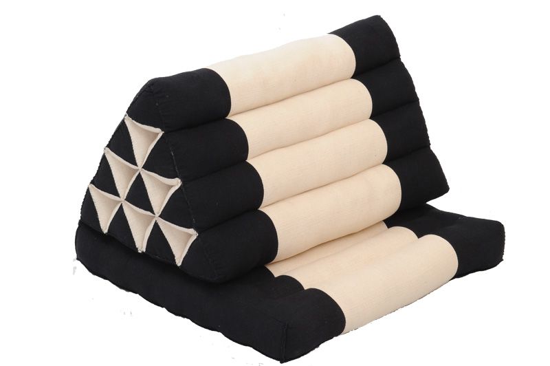 1-fold-Thaikissen Baumwolle-Leinen 80x50 cm (schwarz-natur)