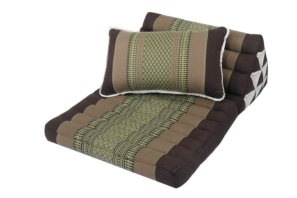 Thaikissen Set: Dreiecksmatte + Sofakissen (braun-beige)