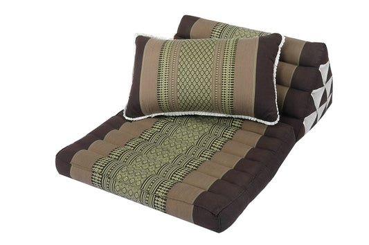 Thaikissen Set: Dreiecksmatte + Sofakissen (braun-beige)