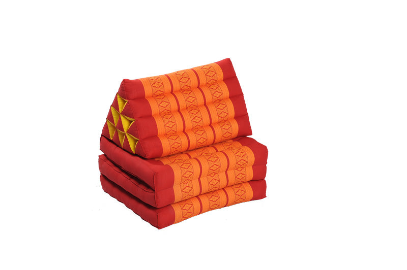 Klassische Thaimatte mit Dreieckskissen 170x50 cm (rot & orange)