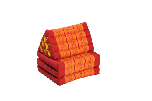Klassische Thaimatte mit Dreieckskissen 170x50 cm (rot & orange)