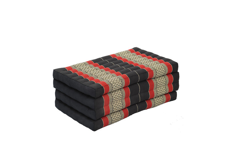 große 4-fach faltbare Kapokmatte 200x80 cm (schwarz & rot)