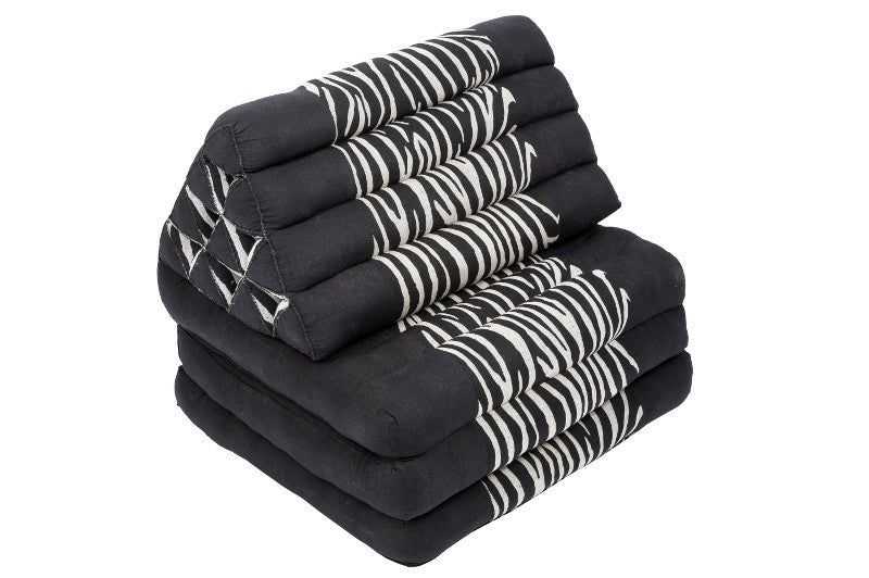 Design Thaimatte mit Dreieckskissen 170x50 cm (schwarz-weiß)