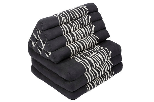 Design Thaimatte mit Dreieckskissen 170x50 cm (schwarz-weiß)