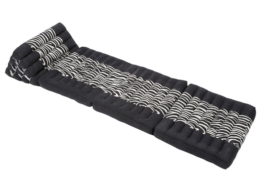 Design Thaimatte mit Dreieckskissen 170x50 cm (schwarz-weiß)