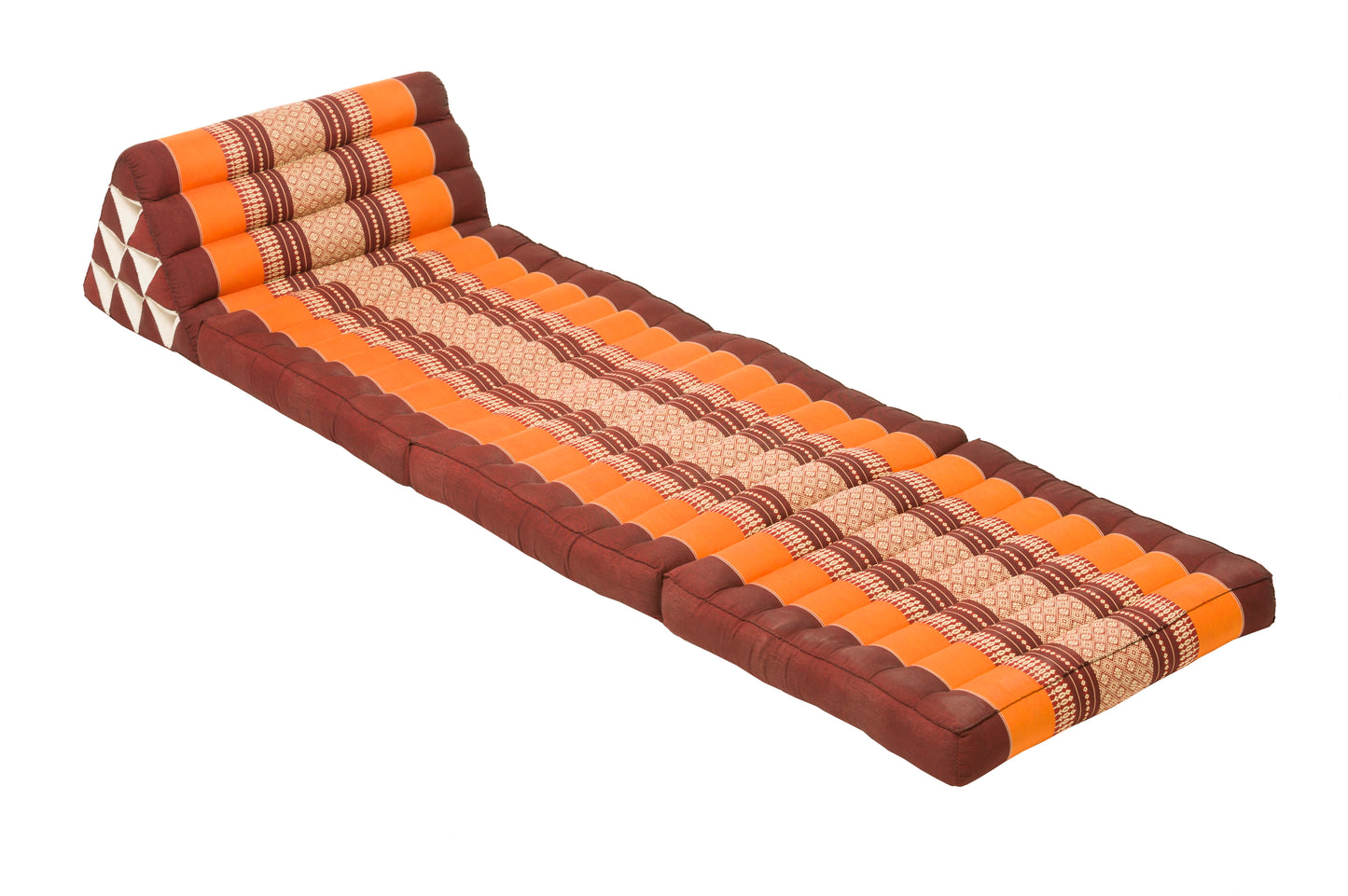 Klassische Thaimatte mit Dreieckskissen 170x50 cm (braun & orange)