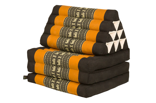 Klassische Thaimatte mit Dreieckskissen 170x50 cm (Elefanten orange)