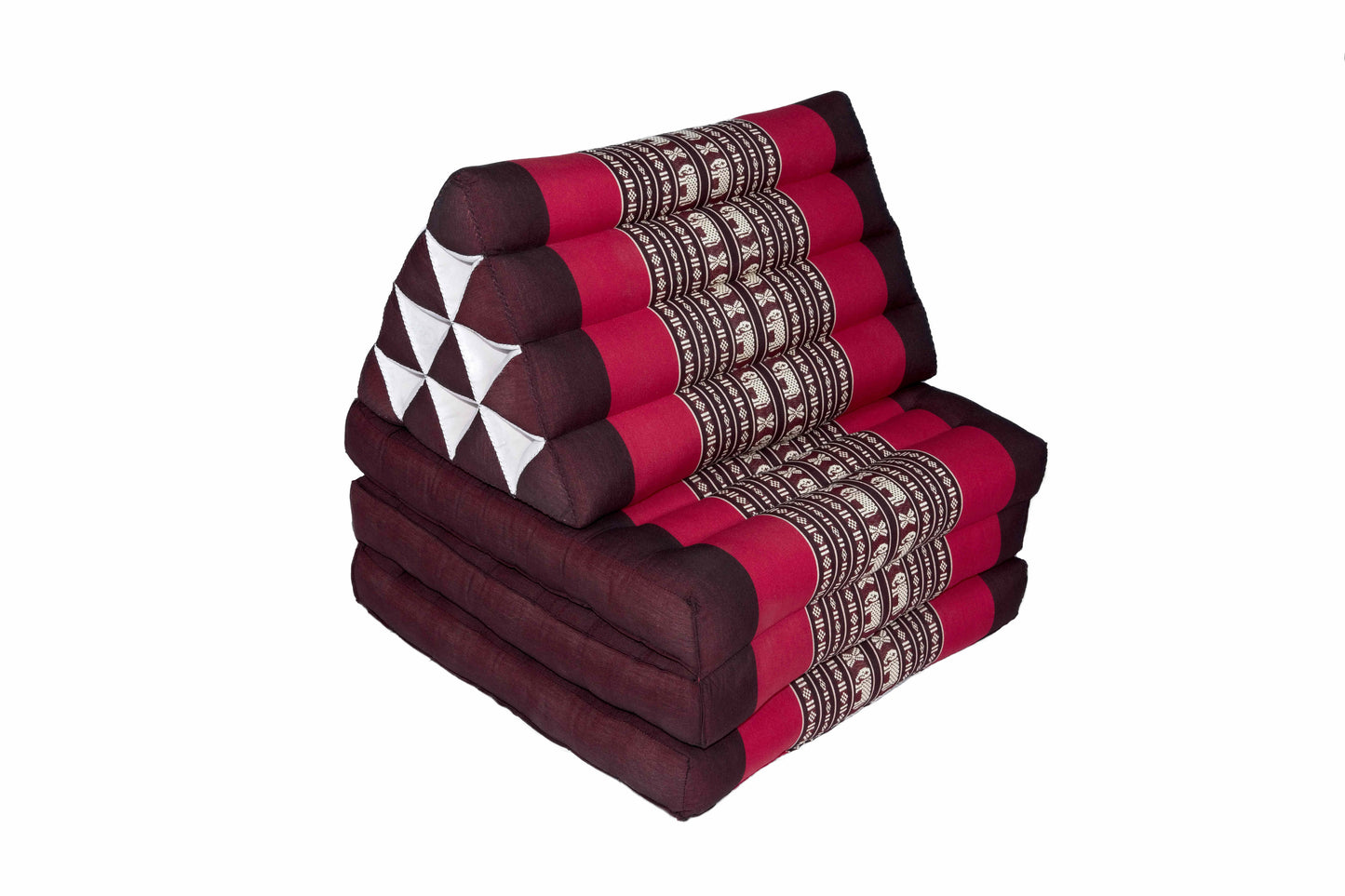 Klassische Thaimatte mit Dreieckskissen 170x50 cm (Elefanten rot)