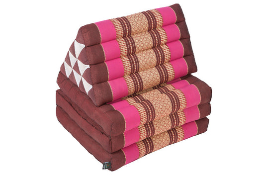 Klassische Thaimatte mit Dreieckskissen 170x50 cm (burgunder & pink)