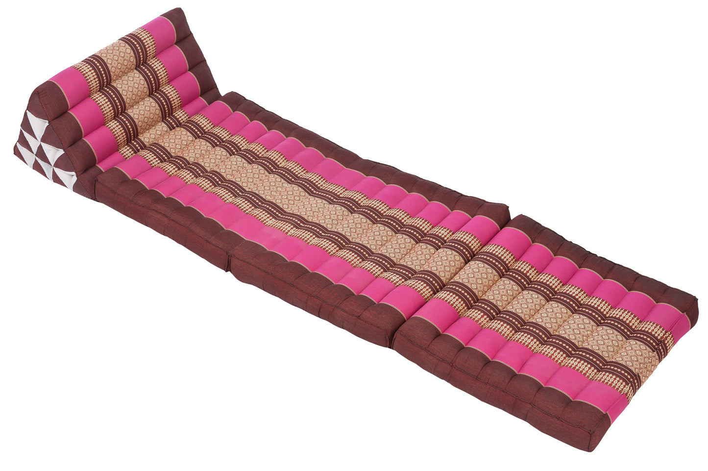 Klassische Thaimatte mit Dreieckskissen 170x50 cm (burgunder & pink)