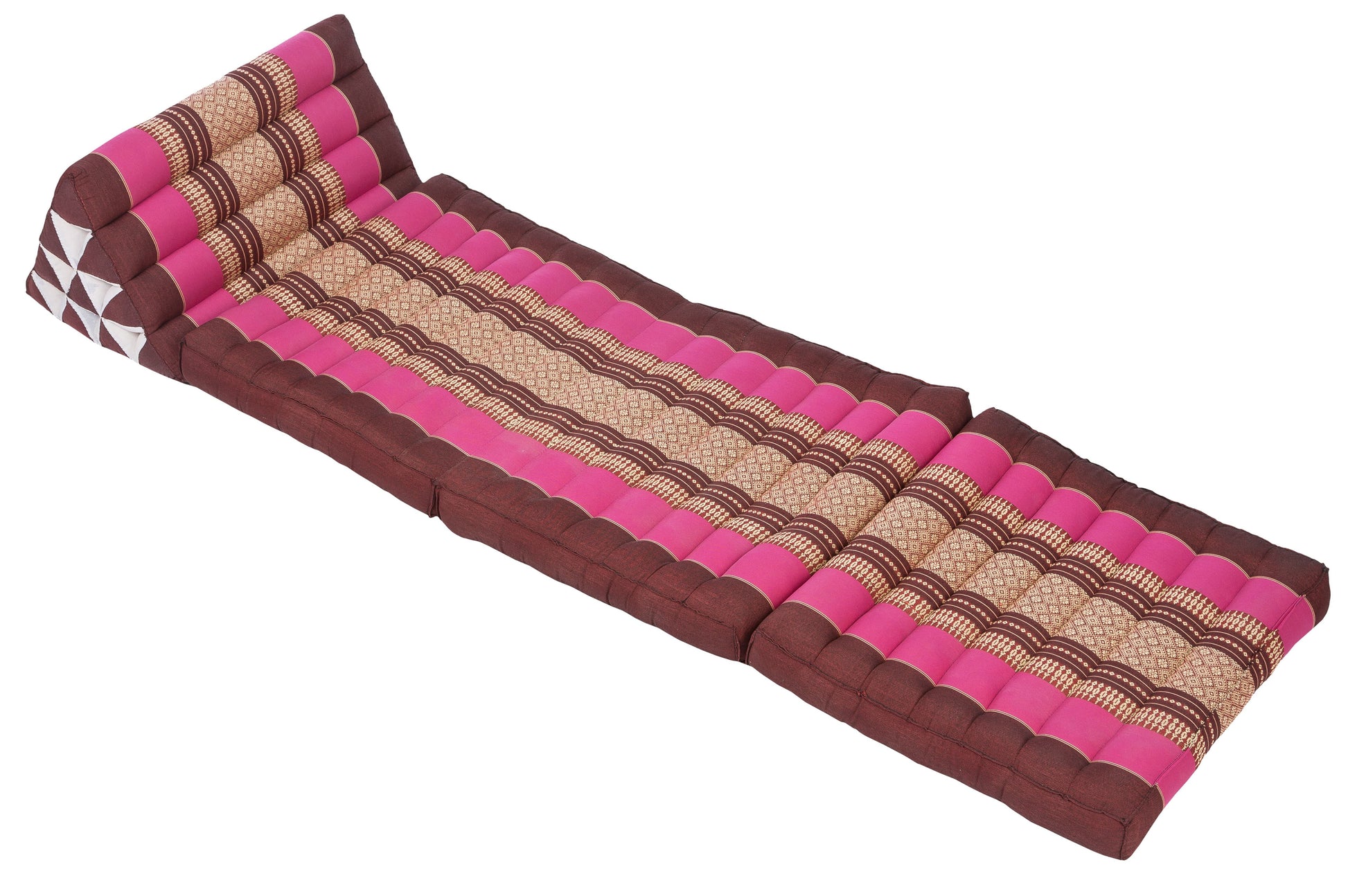Klassische Thaimatte mit Dreieckskissen 170x50 cm (burgunder & pink)