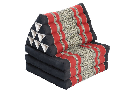 Klassische Thaimatte mit Dreieckskissen 170x50 cm (schwarz & rot)