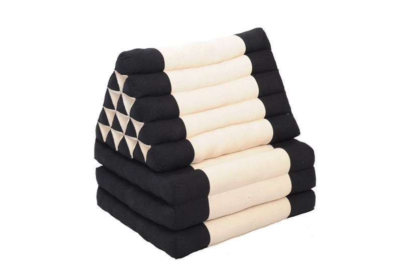 Jumbo-Thaikissen Baumwolle 170x55 cm (schwarz-natur)