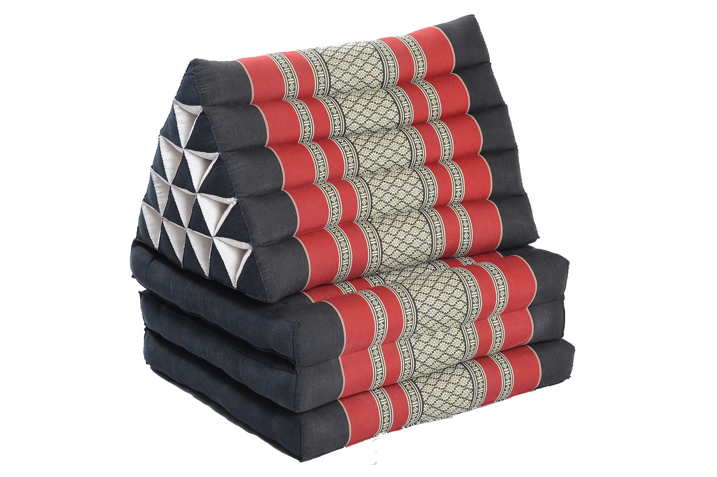 Thaikissen XL 175 x 55 mit extragroßem Dreieck (schwarz & rot)