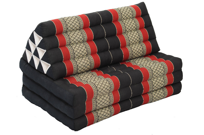 Thaikissen Dreiecksmatte XXXL 195x80 cm (schwarz & rot)