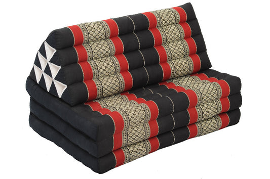 Thaikissen Dreiecksmatte XXXL 195x80 cm (schwarz & rot)