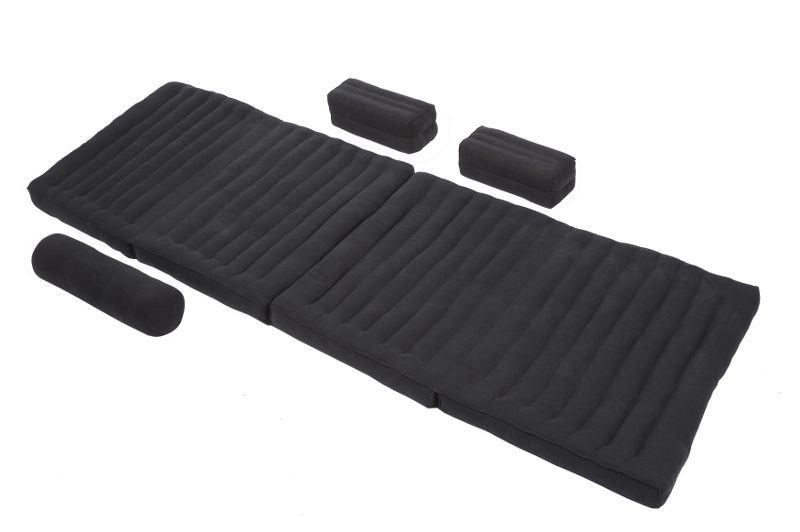 Set: Klappmatte + verschiedene Kissen (schwarz)