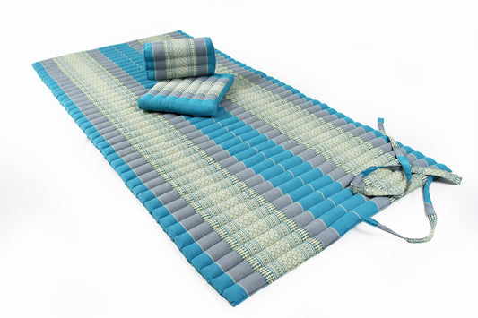 Yogaset: Matte 200x100 + Yogakissen + Sitzkissen (blau)