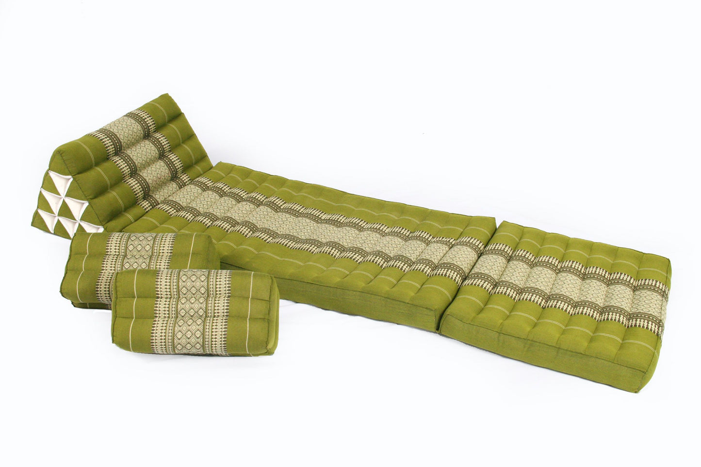 Thaikissen Set: Dreiecksmatte + 2 Kissen (Bambusgrün)