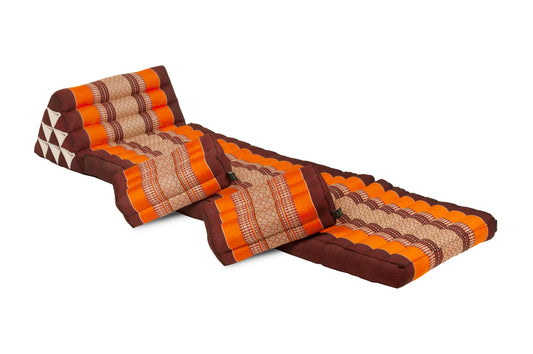 Thaikissen Set: Dreiecksmatte + 2 Kissen( Braun & Orange )