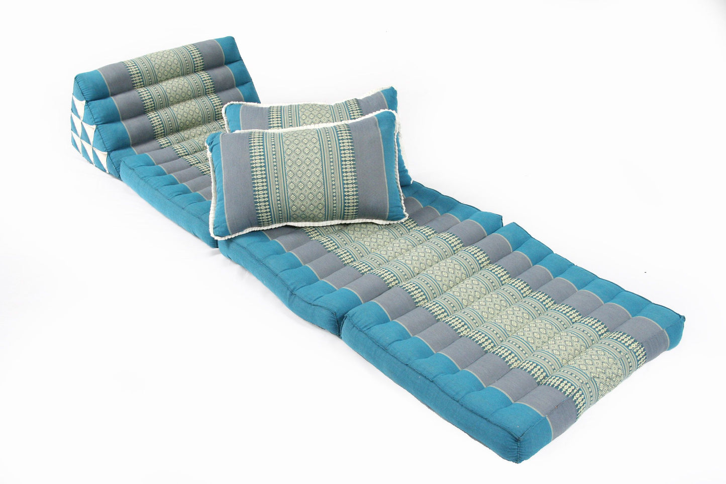 Thaikissen Set: Dreiecksmatte mit 2 Sofakissen hellblau