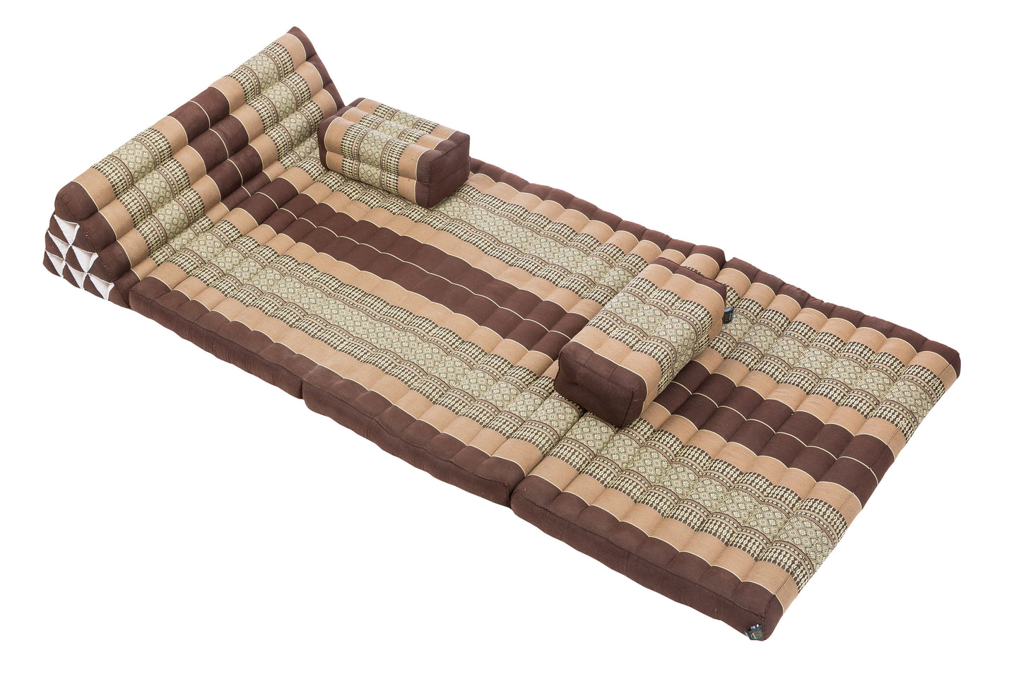 Thaikissen Set XXL Dreiecksmatte + 2 passende Kissen (erdtöne)