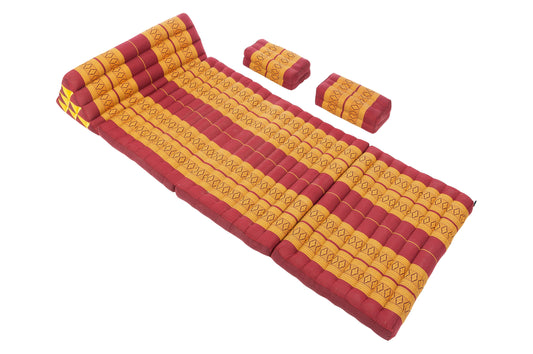 Thaikissen Set XXL Dreiecksmatte + 2 passende Kissen (orientrot)