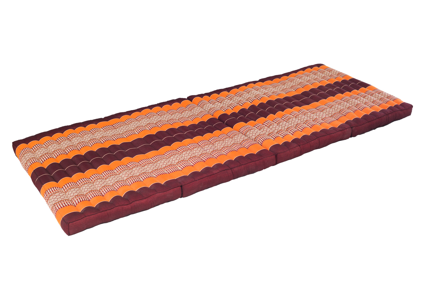 große 4-fach faltbare Kapokmatte 200x80 cm (braun & orange)