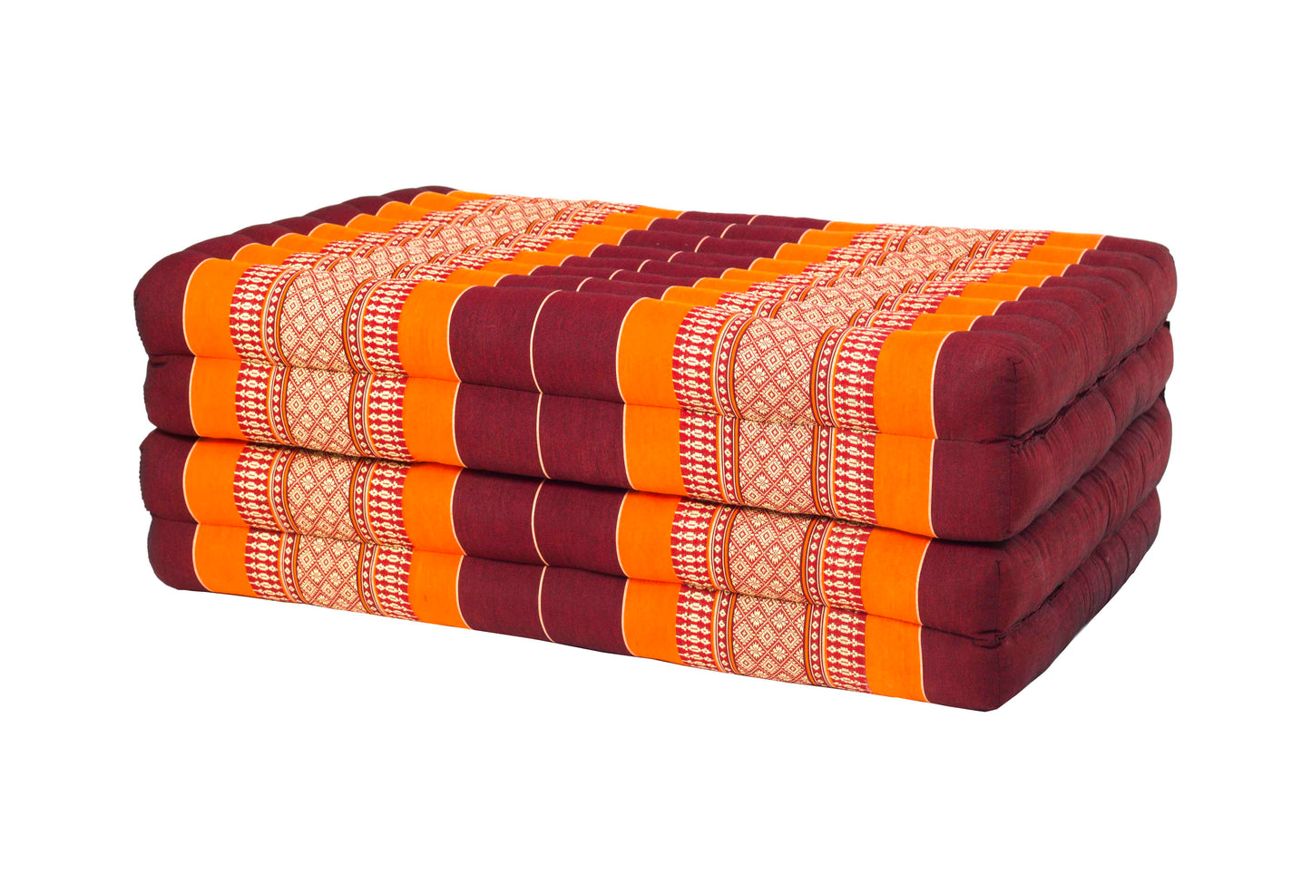 große 4-fach faltbare Kapokmatte 200x80 cm (braun & orange)
