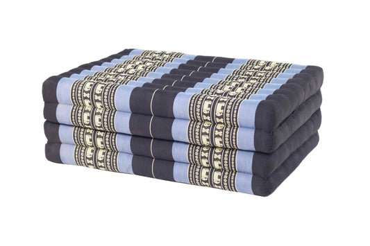 große 4-fach faltbare Kapokmatte 200x80 cm (Elefanten blau)
