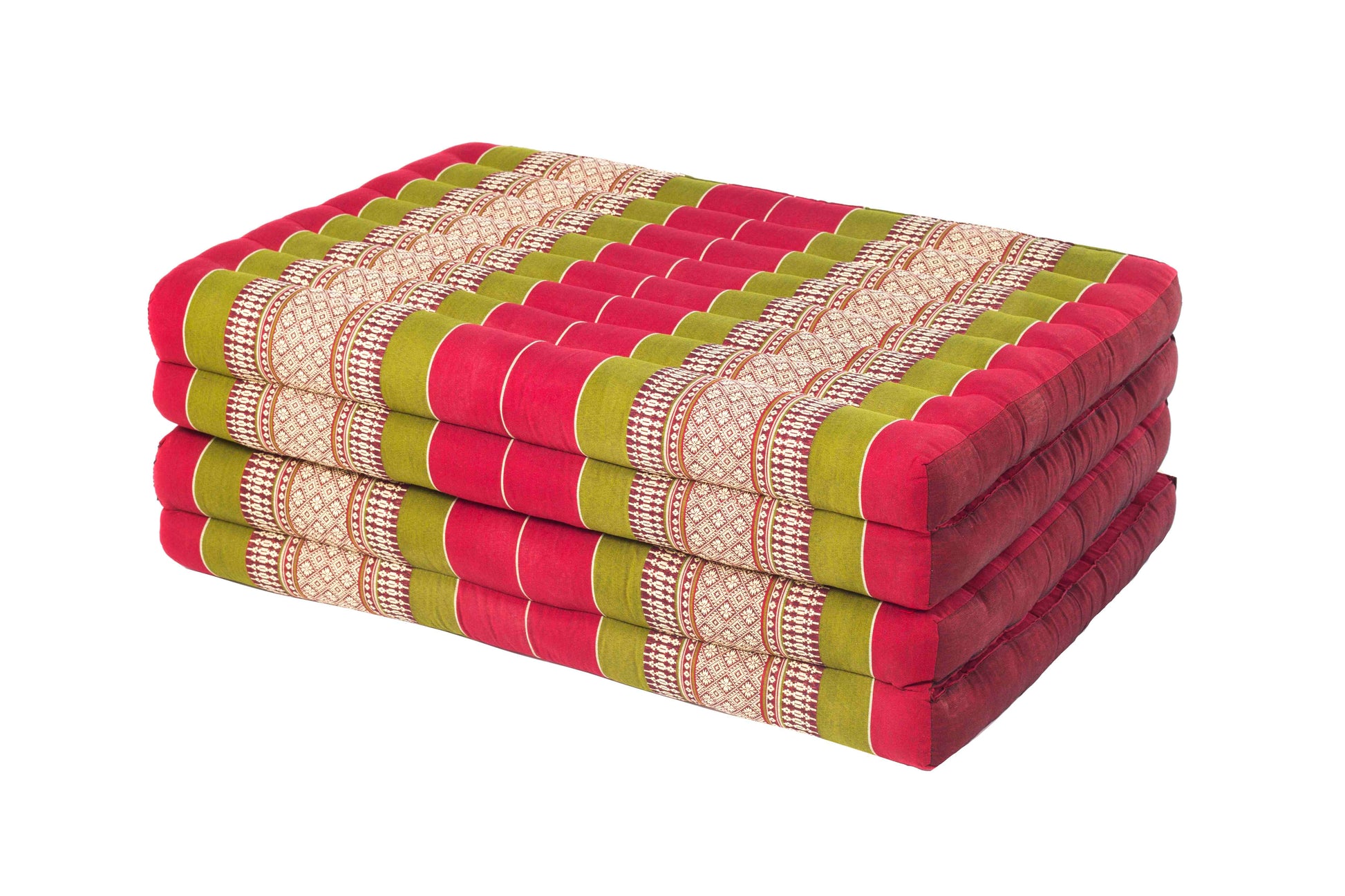 große 4-fach faltbare Kapokmatte 200x80 cm (grün & rot)