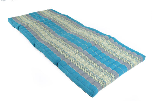 große 4-fach faltbare Kapokmatte 200x80 cm (blautöne)