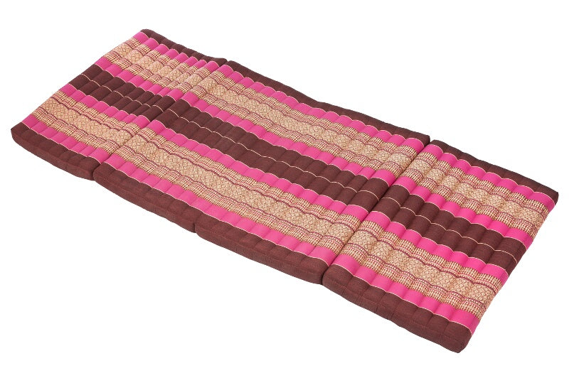 Thaimatte Kapok 200x80 cm – faltbare Klappmatratze Burgunder & Pink