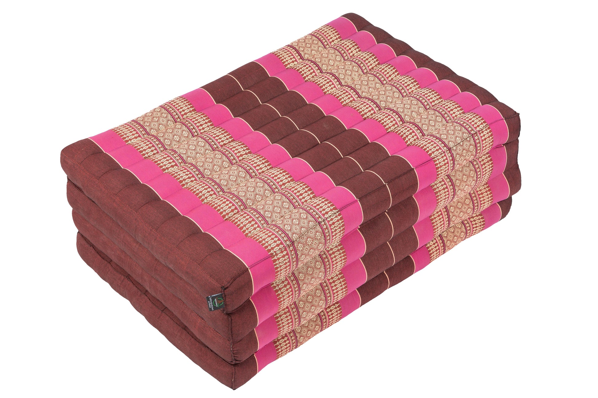 große 4-fach faltbare Kapokmatte 200x80 cm (burgunder & pink)