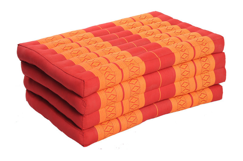 große 4-fach faltbare Kapokmatte 200x80 cm (rot & orange)