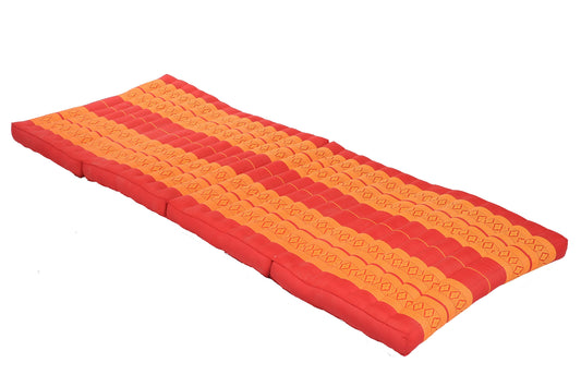 große 4-fach faltbare Kapokmatte 200x80 cm (rot & orange)