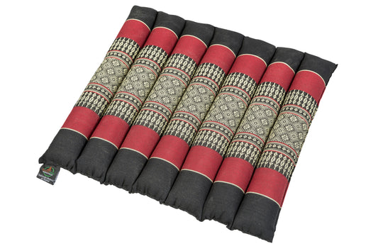 Thai-Sitzkissen rollbar 40x38x4 cm (schwarz & rot)