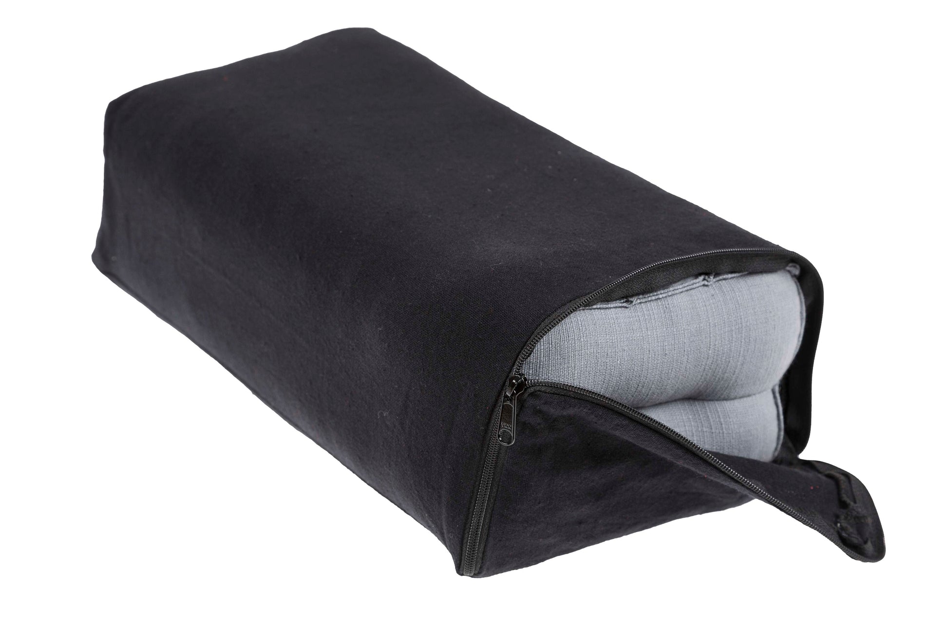 Bezug aus Baumwolle mit Reißverschluss, für Kissen 35x15x10 cm (schwarz)